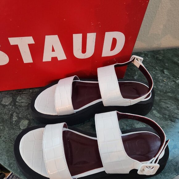 STAUD Nicky White leather sandals US 7 - Picture 4 of 11